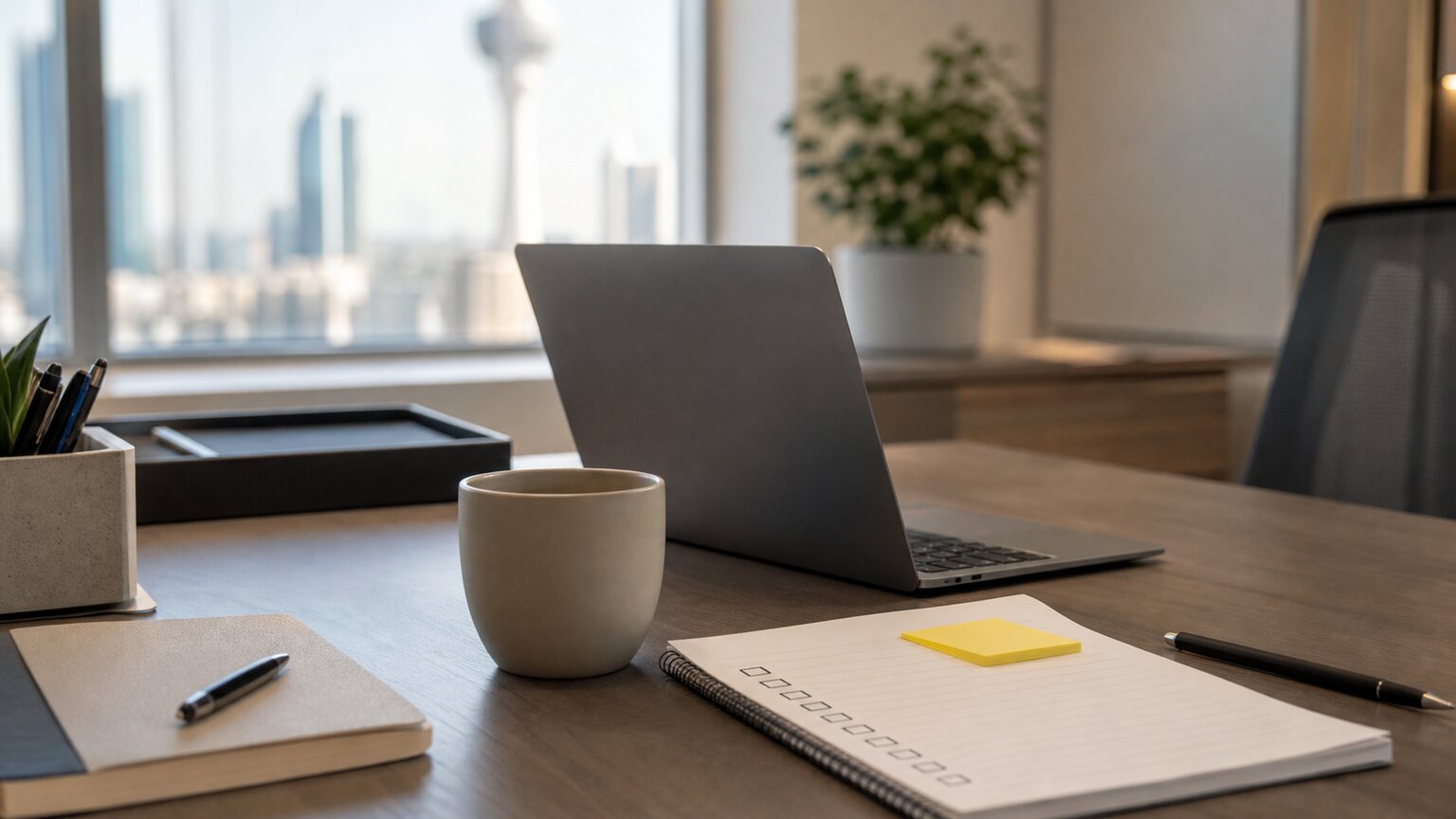 مكتب عمل بسيط يوضح بداية أتمتة الأعمال من مهمة واحدة متكررة