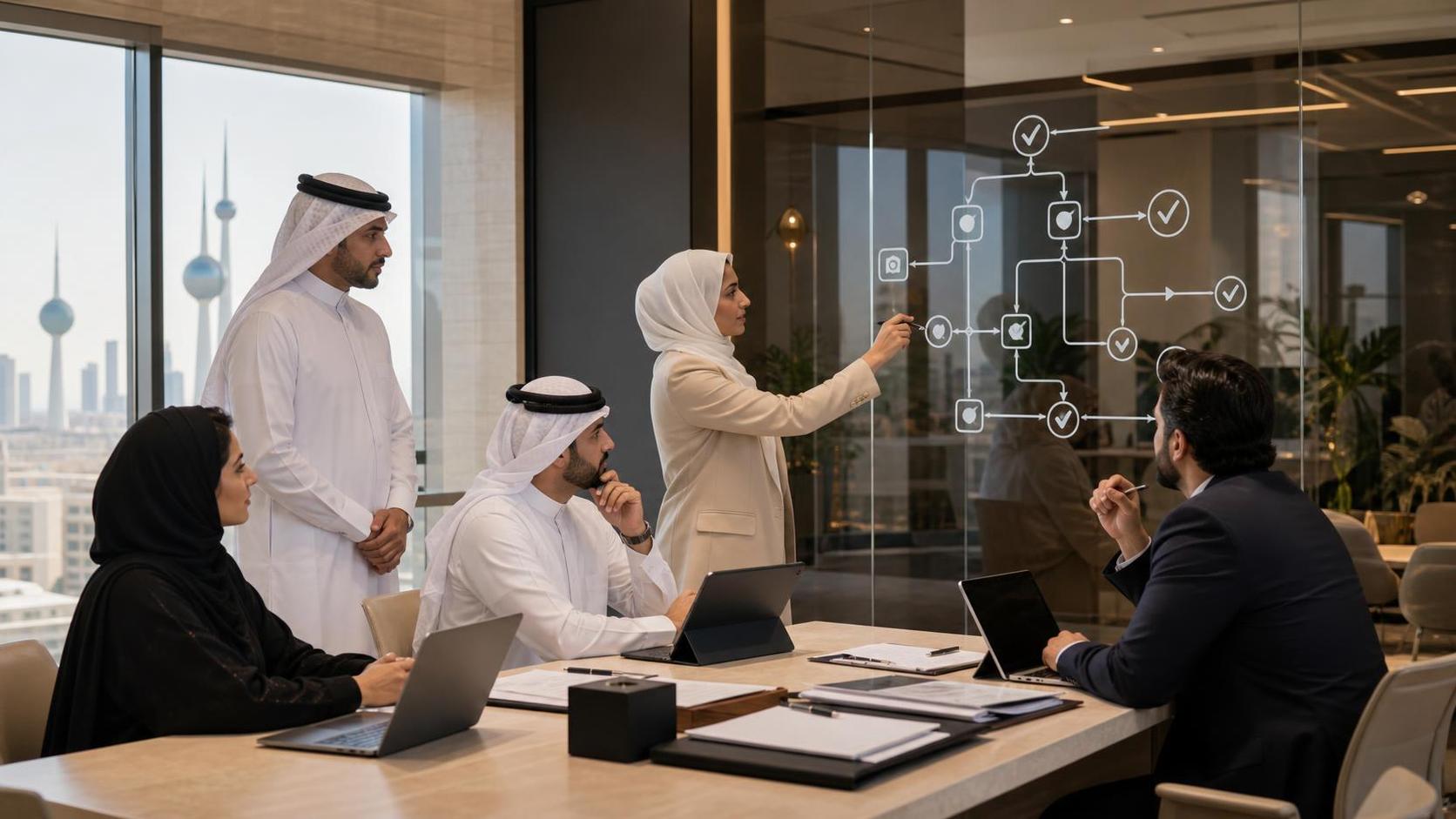 فريق يراجع إجراءات التشغيل قبل الاستثمار داخل شركة تستعد للنمو